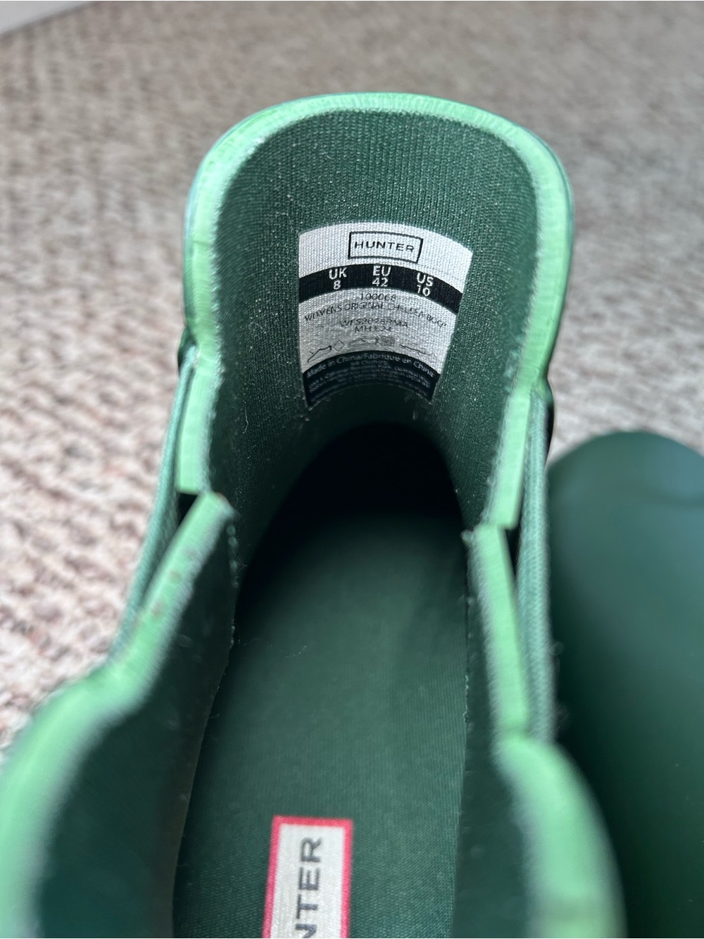 Hunter Green Chelsea Ankle Rain Boots Waterproof Women’s 10 Excellent Condition - Picture 5 of 5